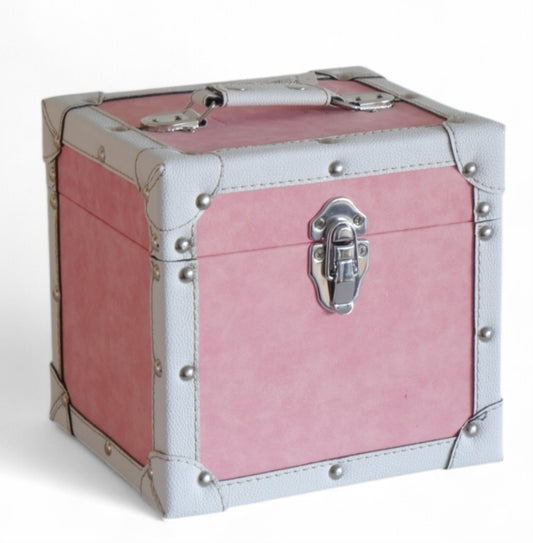 7 Inch 50 Record Storage Carry Case Pink Fabric