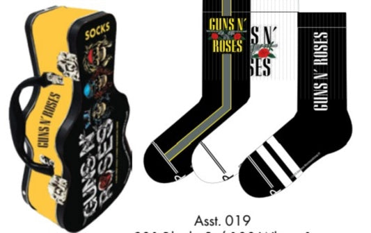 Guns N' Roses Socks 3 Pack In Guitar Tin (One Size)