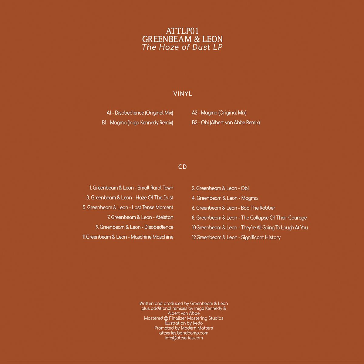 Greenbeam & Leon remix Inigo Kennedy / Albert Van Abbe - The Haze of Dust LP [printed sleeve]