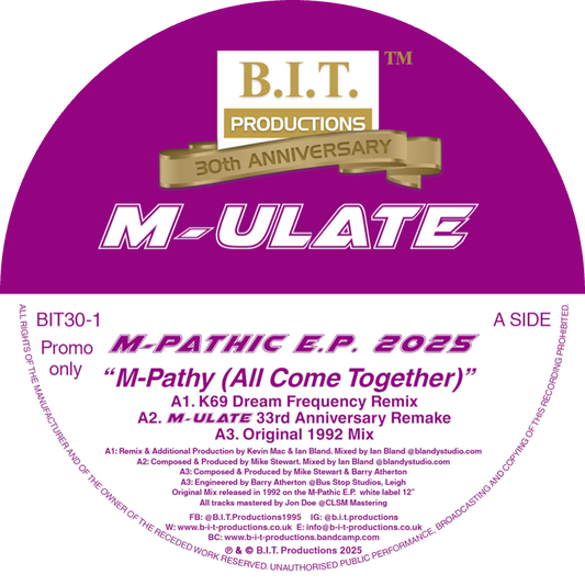 M-ULATE - M-Pathic E.P. 2025 [Gold Coloured Vinyl,Black Discobag Sleeve]