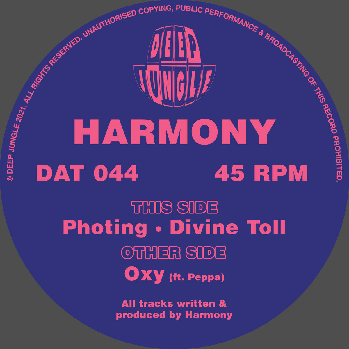 Harmony - Oxy / Photing / Divine Toll (Blue And Purple Colour Vinyl)