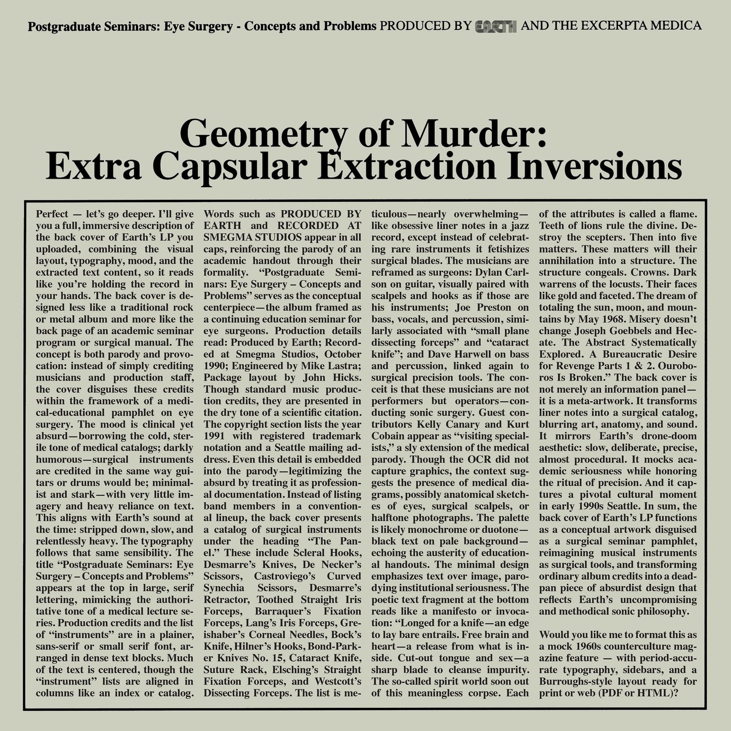 Earth x Black Noi$e - Geometry of Murder: Extra Capsular Extraction Inversions [CRYSTAL CLEAR vinyl]