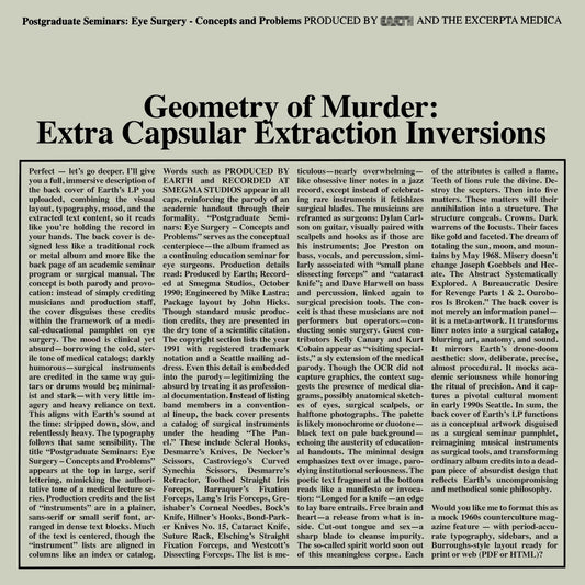 Earth x Black Noi$e - Geometry of Murder: Extra Capsular Extraction Inversions [CRYSTAL CLEAR vinyl]