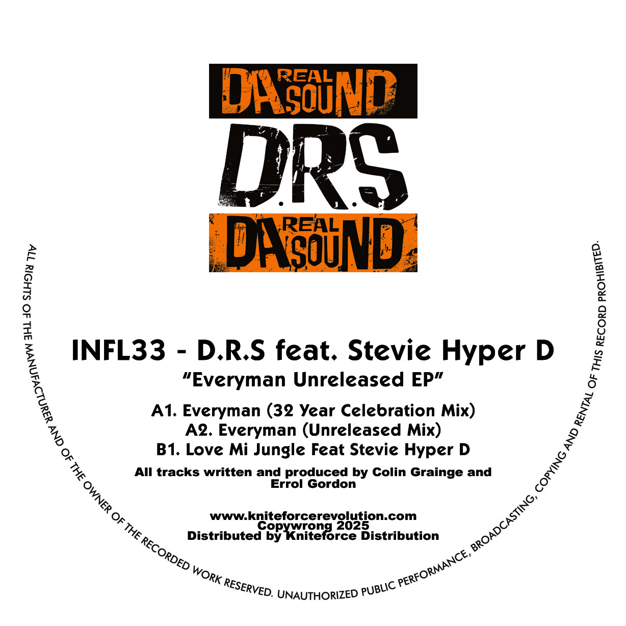 D.R.S. Featuring Stevie Hyper D - Everyman Unreleased EP (Black Vinyl Version)
