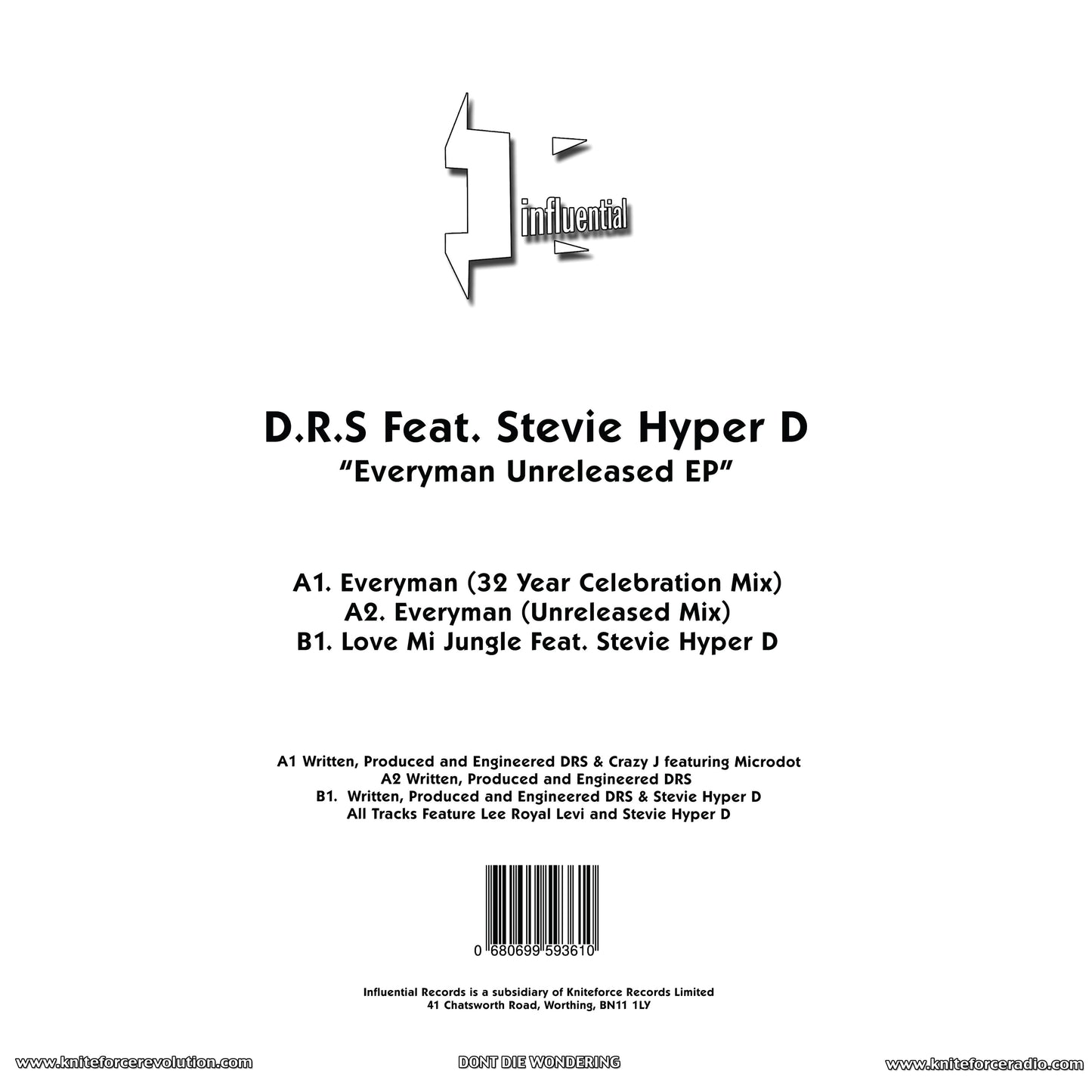 D.R.S. Featuring Stevie Hyper D - Everyman Unreleased EP (Black Vinyl Version)