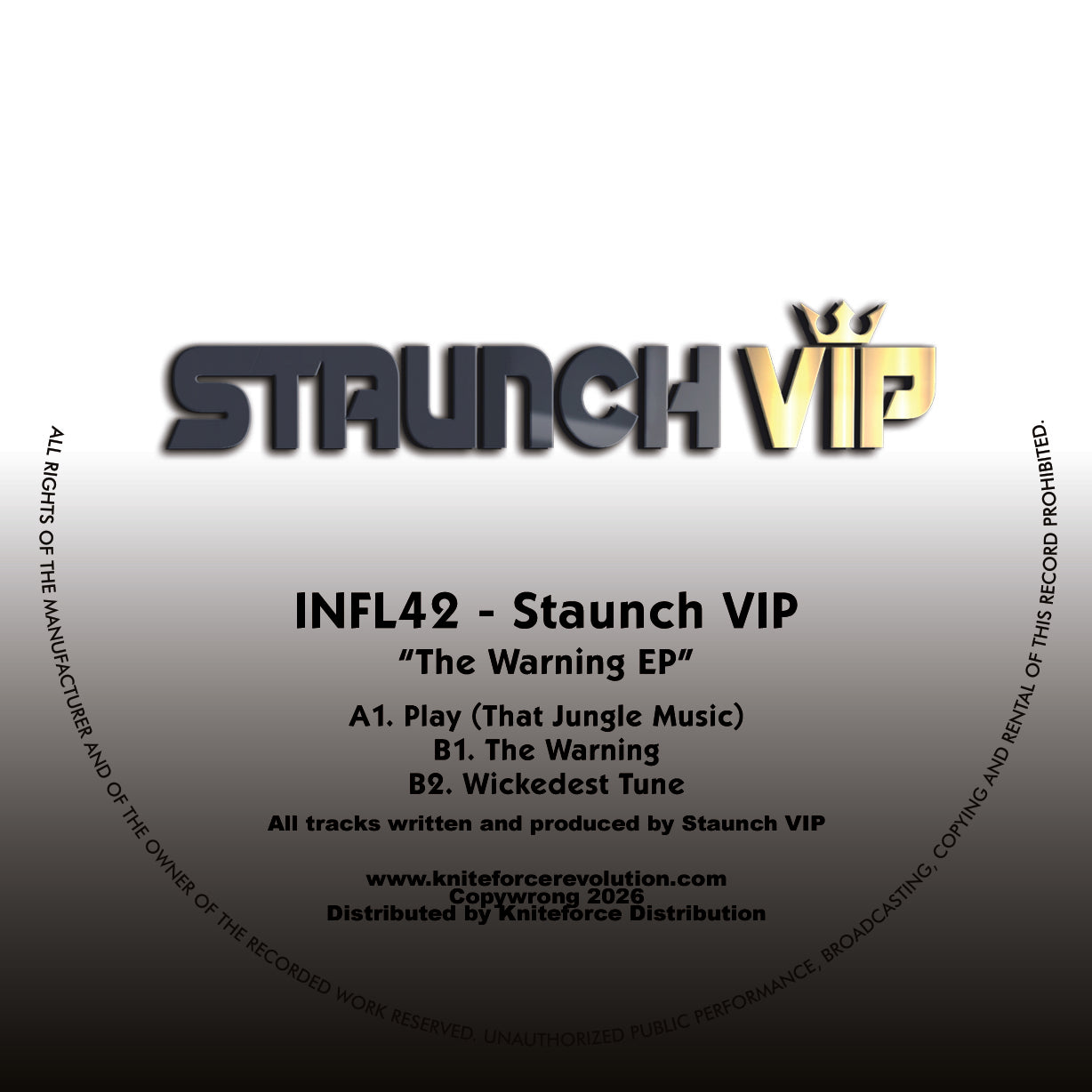 Staunch VIP - The Warning EP (White and Black Splatter Vinyl Version)