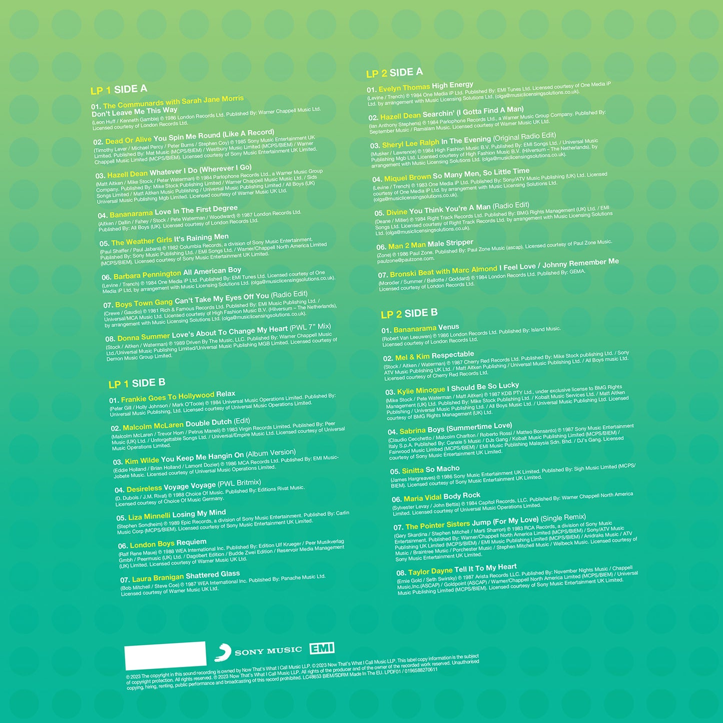 NOW That’s What I Call 80s Dancefloor: HI-NRG & POP [2LP Coloured Vinyl]