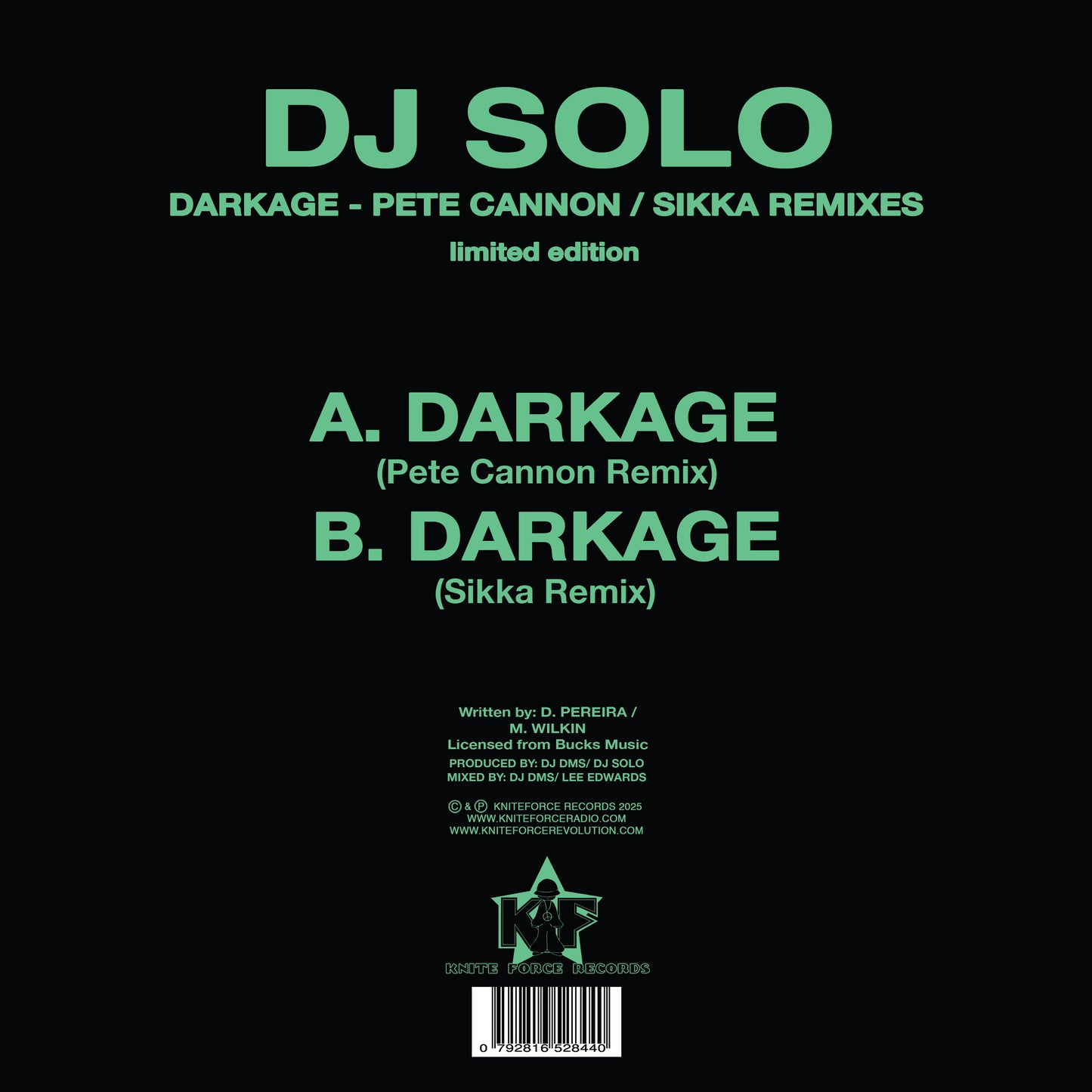 Dj Solo - Darkage (Pete Cannon / Sikka Remixes) (Smoked Green 10" Vinyl)
