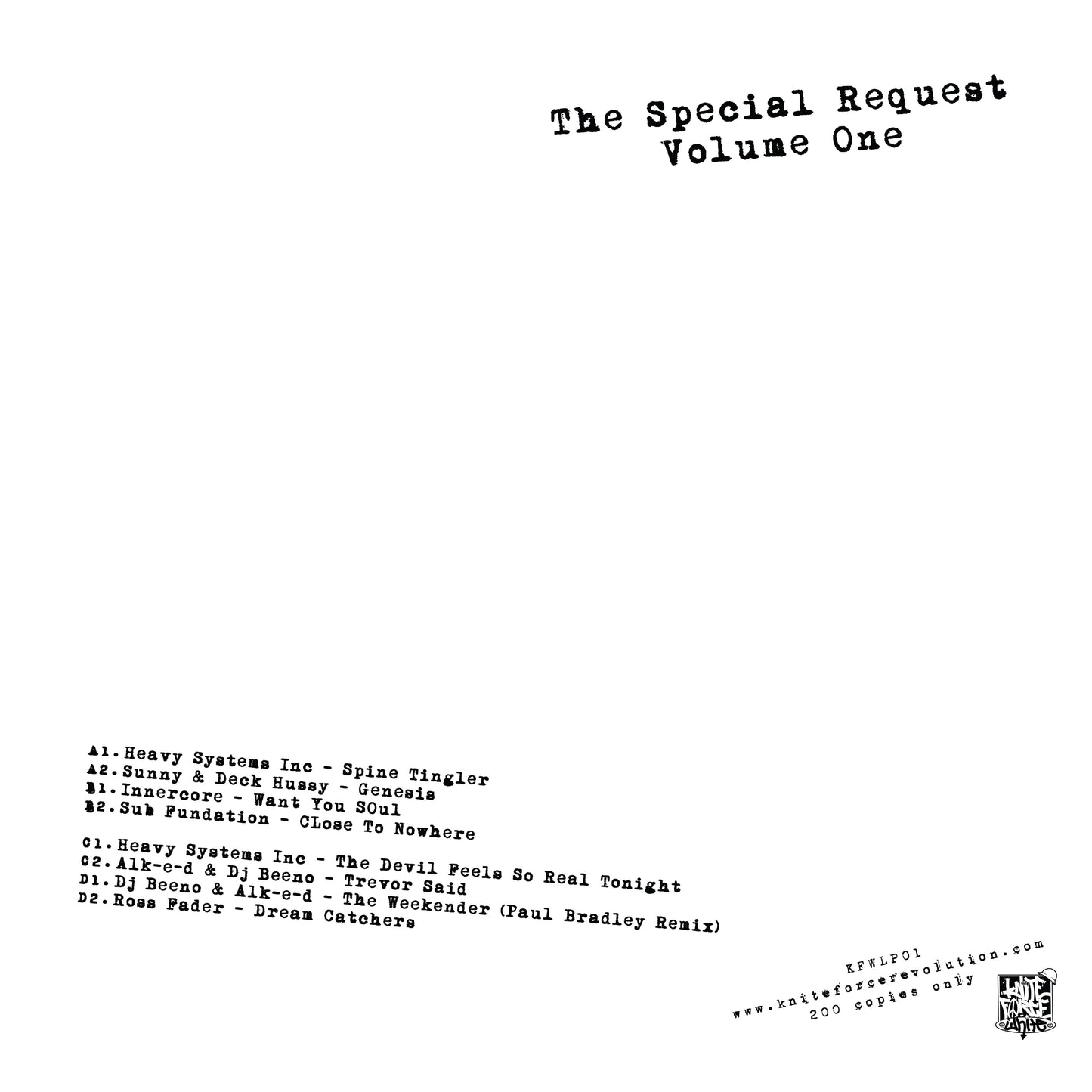 Various Artists - The Special Request Volume 1 (Clear Blue Vinyl) (2x12" Vinyl)
