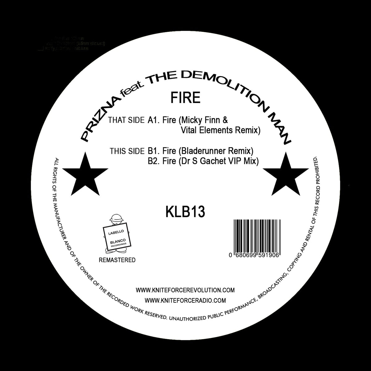 Prizna Featuring The Demolition Man - Fire Remixes 2 (Black Vinyl)