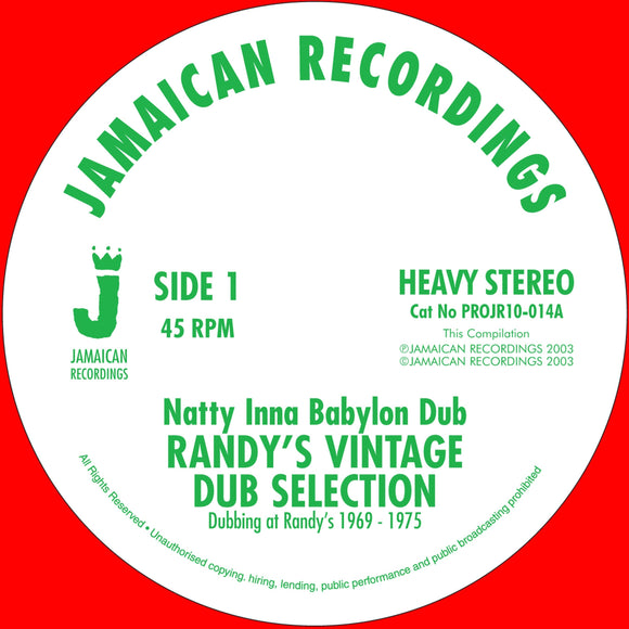 Randy’s Vintage - Dub Selection Natty Inna Babylon Dub / Dub  Feeling, It’s A Dubbing Lie