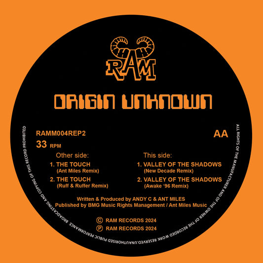 Origin Unknown - The Touch / Valley of the Shadows 2024 Remixes [Orange Vinyl]