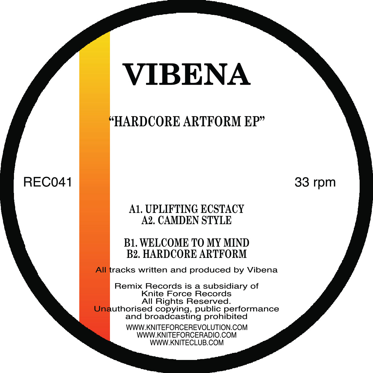 Vibena - Hardcore Artform EP (Orange Vinyl Version)
