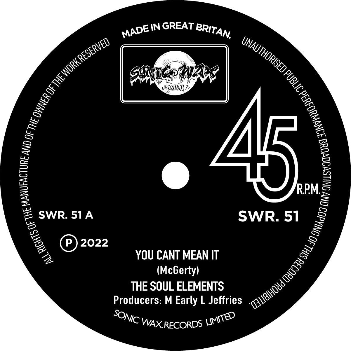The SOUL ELEMENTS - You Can't Mean It [7" Vinyl]