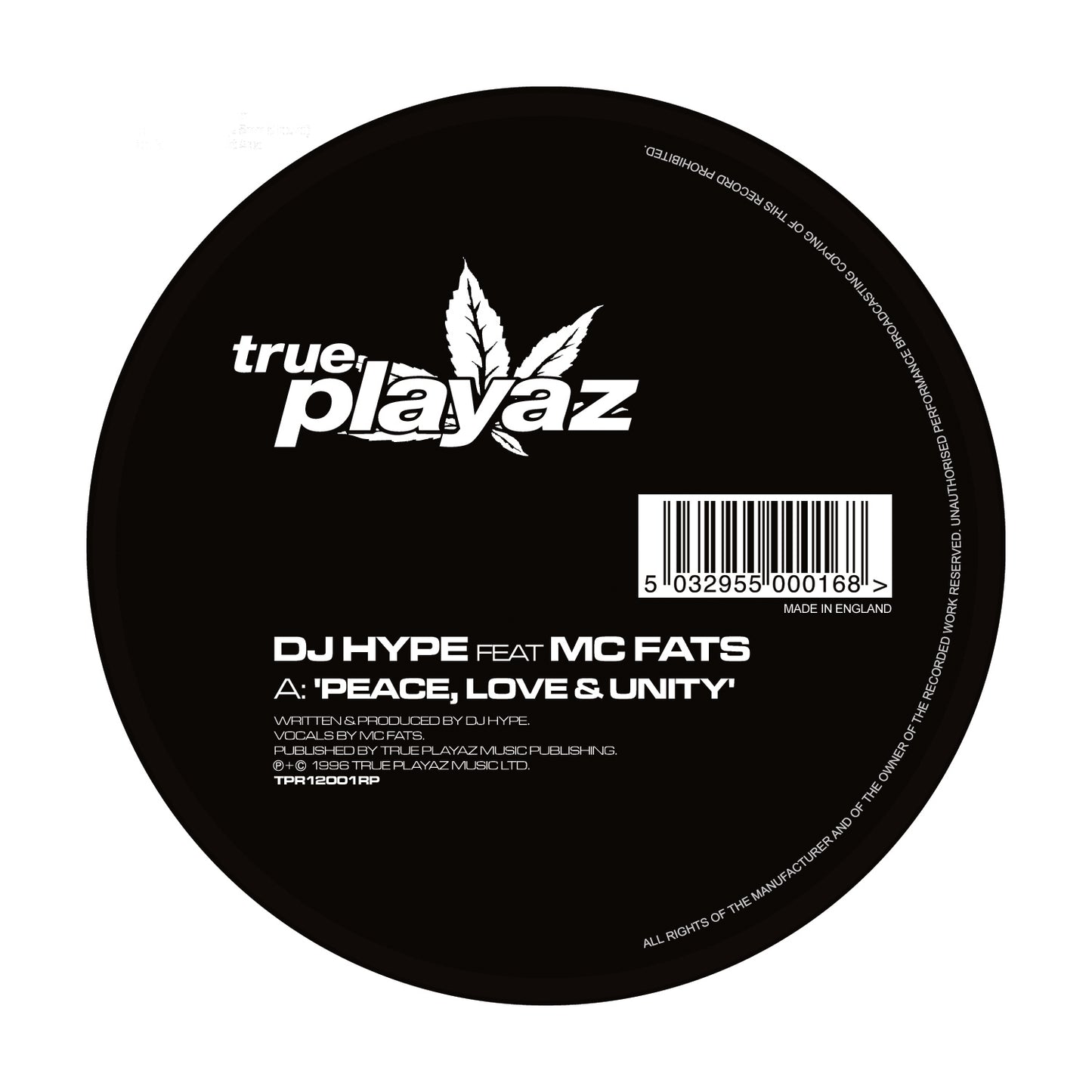 DJ Hype Featuring MC Fats - Peace, Love & Unity / And Remember Folks (Black Red and Yellow Atomic Vinyl Version)
