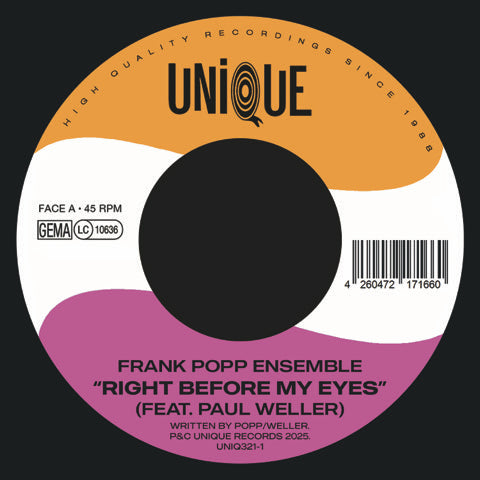 Frank Popp Ensemble and Paul Weller - Right Before My Eyes feat. Paul Weller [7" Vinyl]