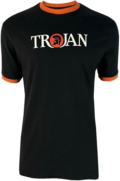 TROJAN CLASSIC LOGO T- SHIRT (BLACK/ ORANGE) [2XL]