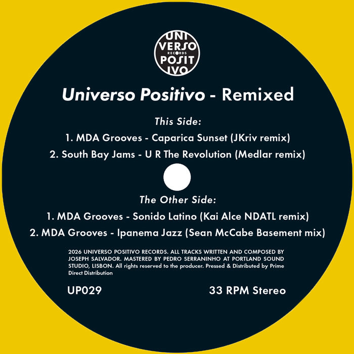 MDA Grooves / Kai Alce / Sean McCabe / South Bay Jams / JKriv / Medlar - Universo Positivo - Remixed  [Yellow Vinyl]