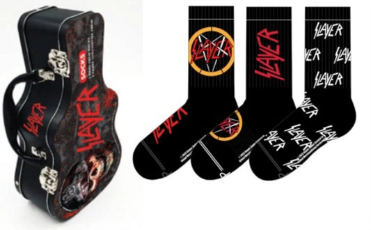 Slayer Socks 3 Pack In Guitar Tin (One Size)