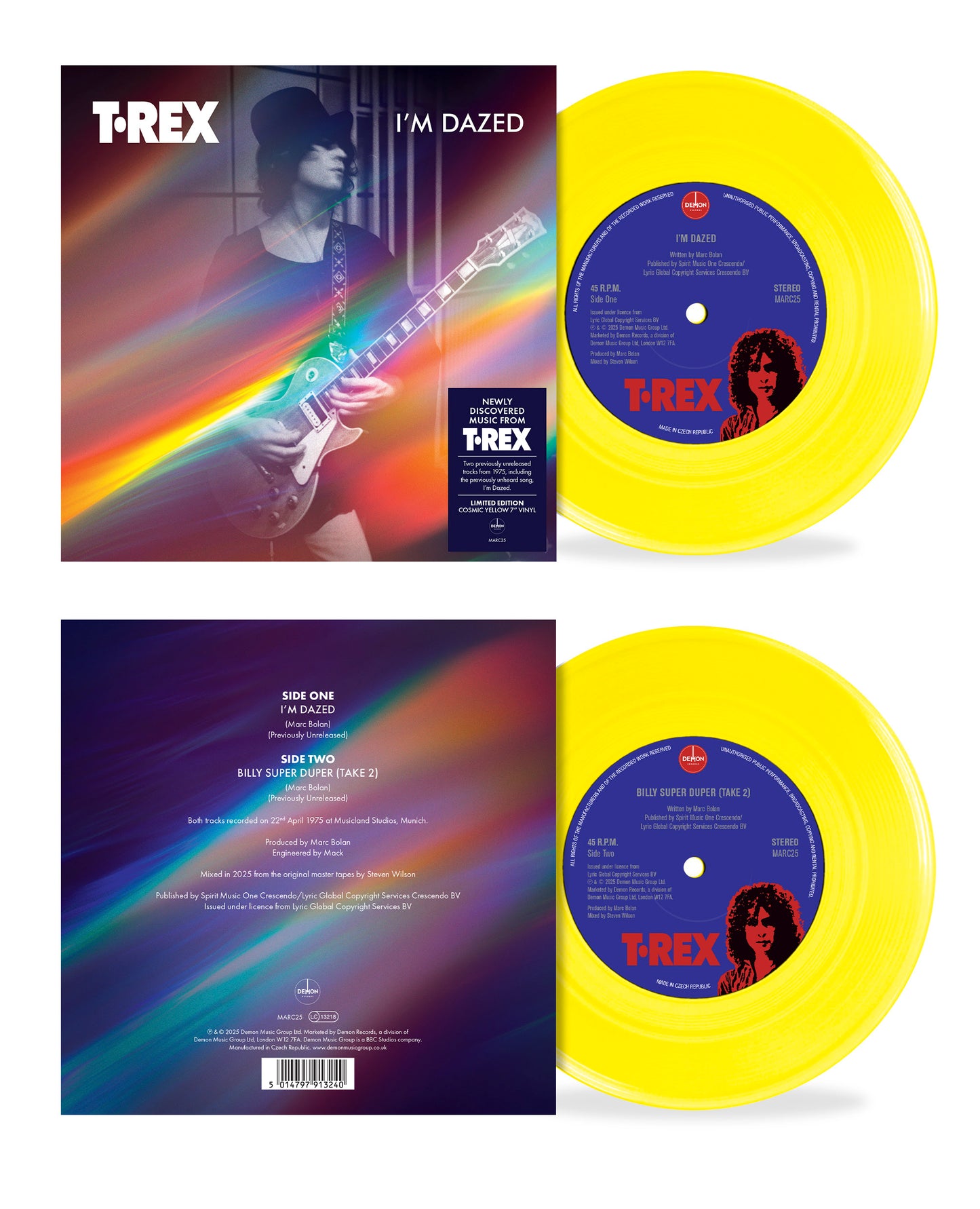 T.REX - I'm Dazed w/ Billy Super Duper [7" single on cosmic yellow vinyl]