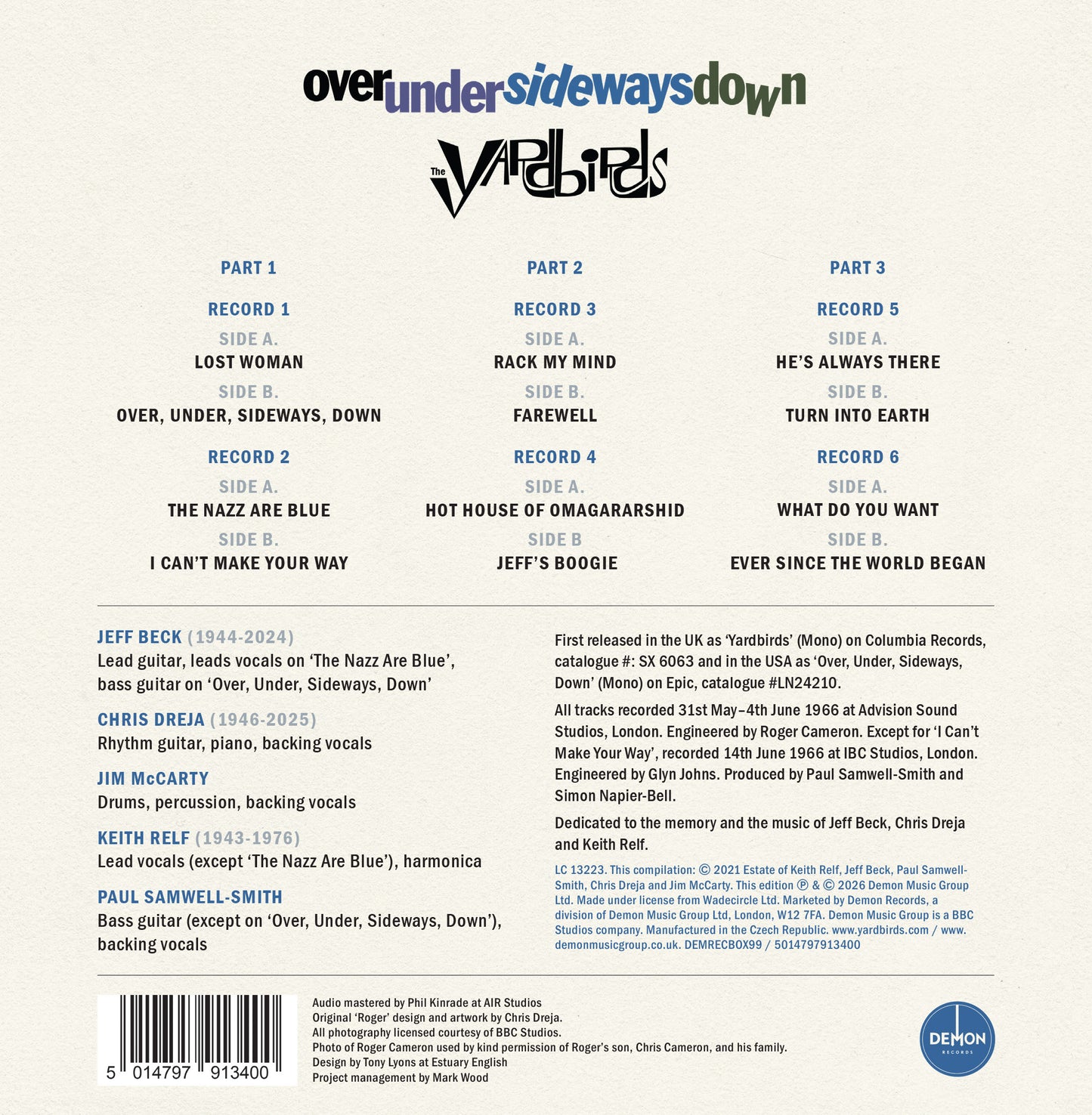 The Yardbirds - Over, Under, Sideways, Down [6 x 7" Single Boxset]