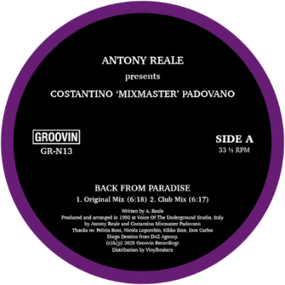 ANTONY REALE pres. COSTANTINO "MIXMASTER" PADOVANO - Back From Paradise