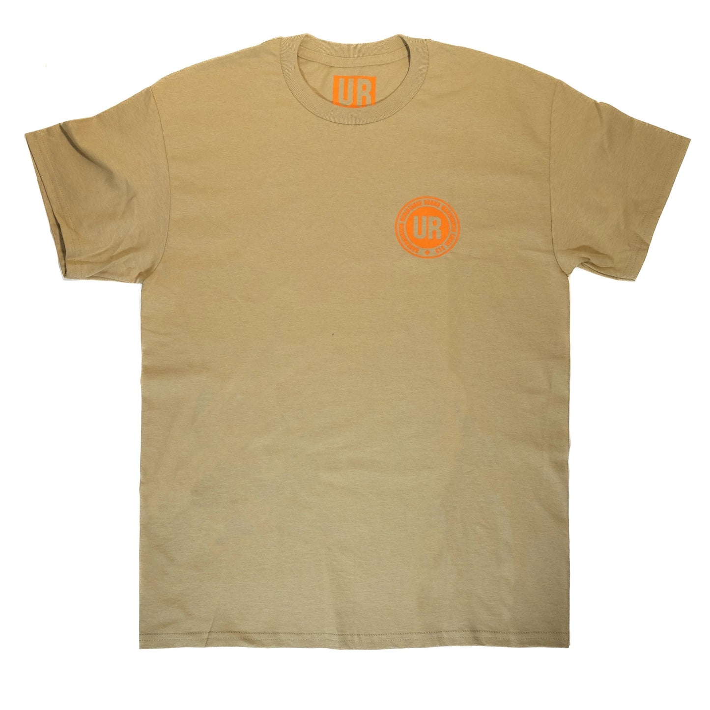 Underground Resistance 'Workers' T-Shirt - Tan with Orange print on Gildan Ultra Cotton Shirt