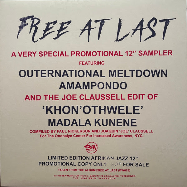 V/A - Free At Last 12" Sampler w/ Joe Clausell Edit [Pink Vinyl]