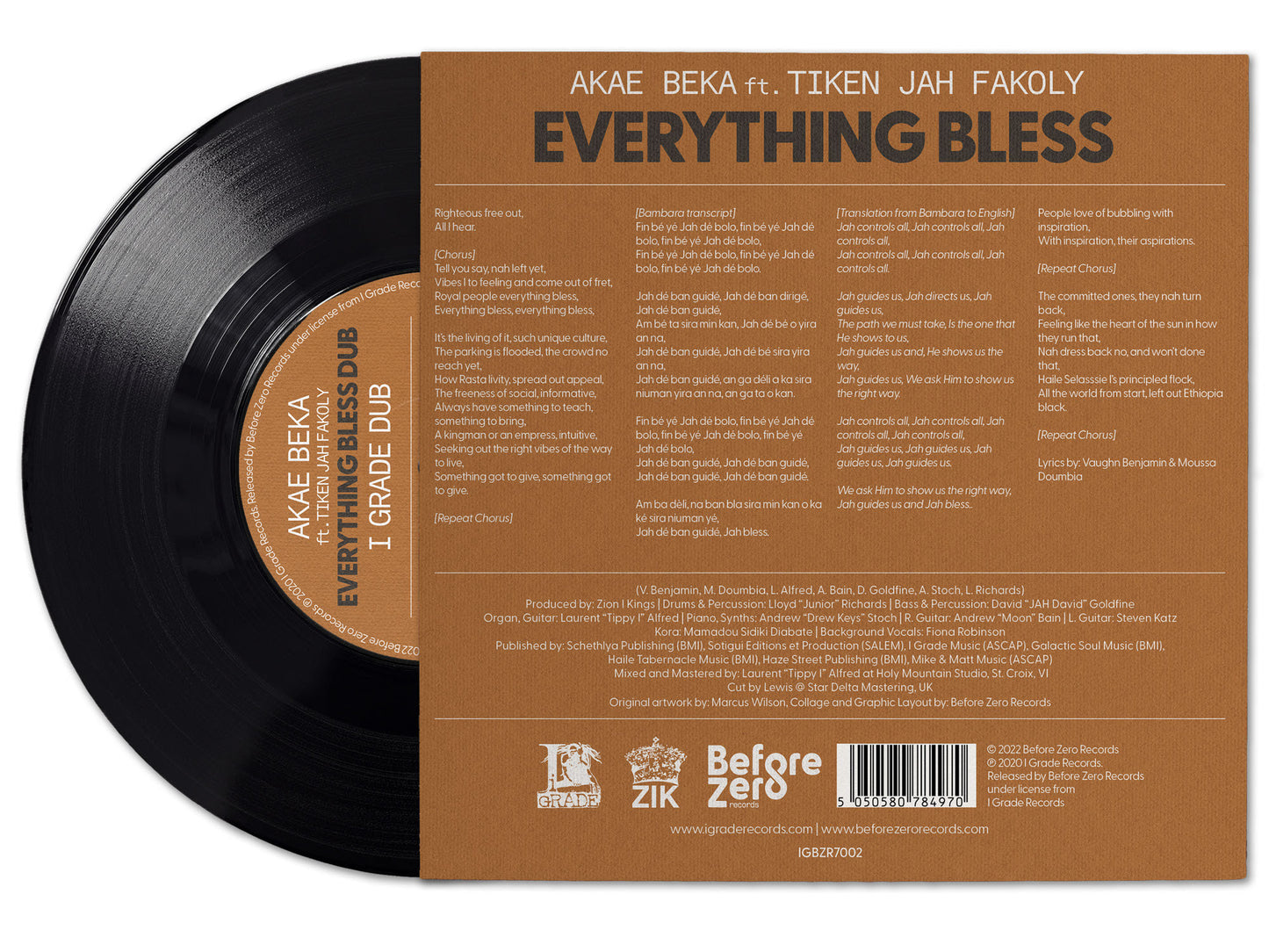 Akae Beka x Tiken Jah Fakoly - Everything Bless [7" Vinyl w/ Artwork Sleeve]