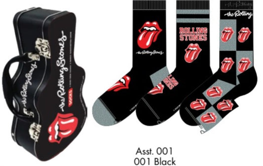 The Rolling Stones Socks 3 Pack In Guitar Tin (One Size)