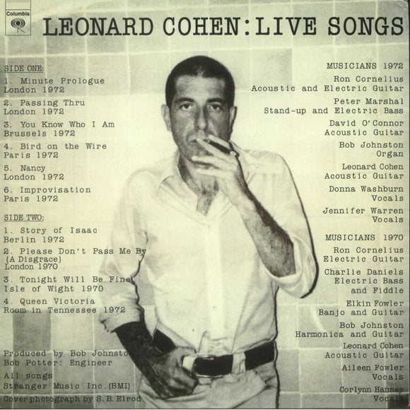 Leonard Cohen - Live Songs  (reissue)