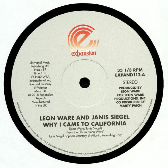 LEON WARE - WHY I CAME TO CALIFORNIA