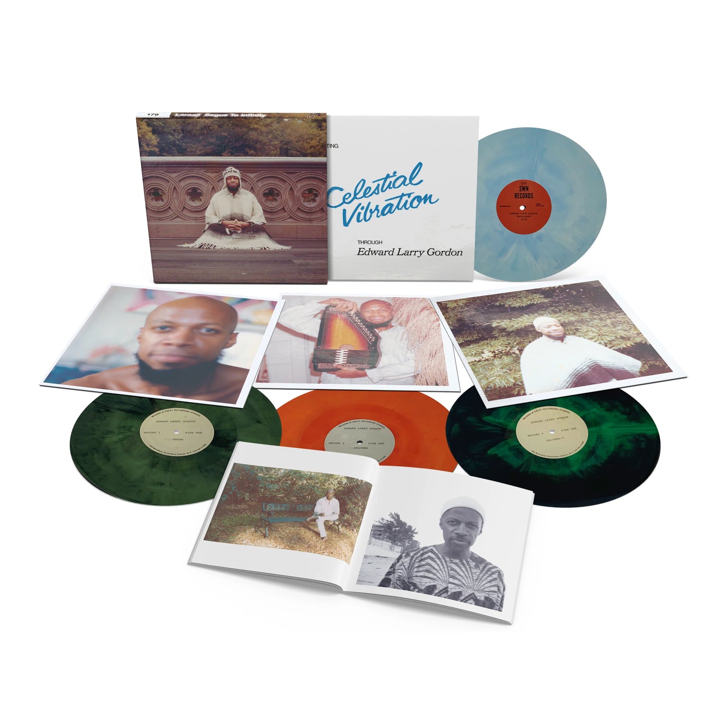 Laraaji - Segue To Infinity [4LP Boxset - Sky Blue & White / Clear & Black / Tangerine & Apple / Forest Green & Black]
