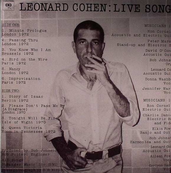 LEONARD COHEN - LIVE SONGS