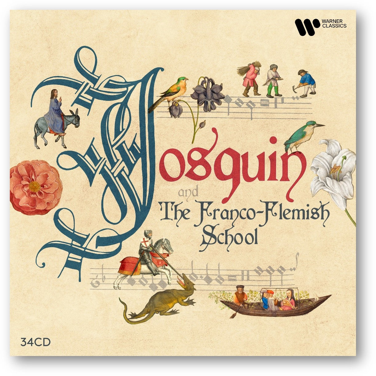 Ensemble Gilles Binchois, Hilliard Ensemble, Early Music Consort of London, King Singers - Josquin & the Franco-Flemish School [34 CD Set clamshell or two piece box]
