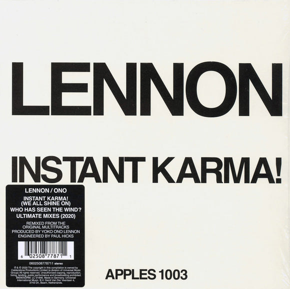 Lennon/Plastic Ono Band - Instant Karma (7INCH) RSD2020