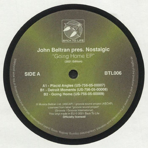 John Beltran pres. Nostalgic - Going Home EP (BLACK VINYL)