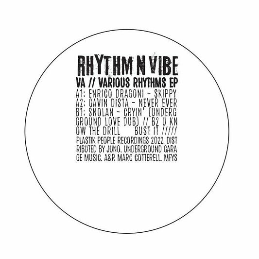 Enrico DRAGONI / SNOLAN / GAVIN DISTA / U KNOW THE DRILL - Various Rhythms EP