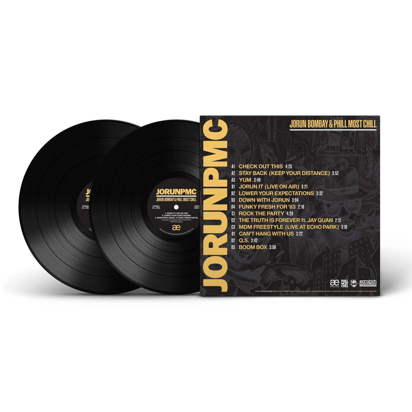 JORUN BOMBAY & PHILL MOST CHILL are: JORUN-P.M.C [LPX2 - BLACK VINYL RE-PRESS]