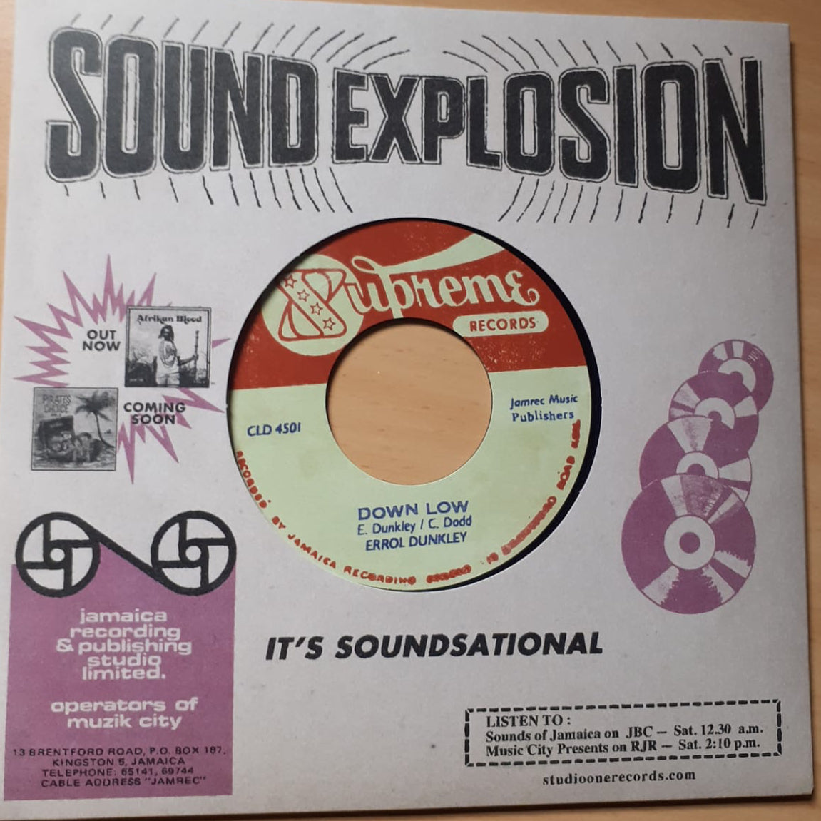 Errol Dunkley - Down Low w/ Version [Blue Vinyl] [1 per person]