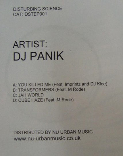 DJ Panik - You Killed Me EP - RARE DOUBLE VINYL WHITE LABEL