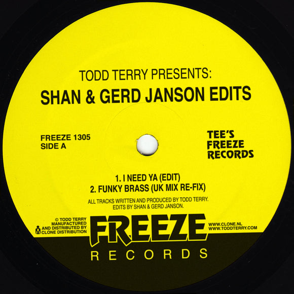 Todd Terry - Todd Terry Presents: Shan & Gerd Janson Edits [Repress]
