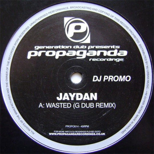 Jaydan - Wasted (G Dub Remix) / Love To Feel - DJ PROMO