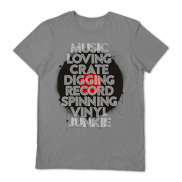 MUSIC LOVING CRATE DIGGING - T-shirt [Grey] (Medium)