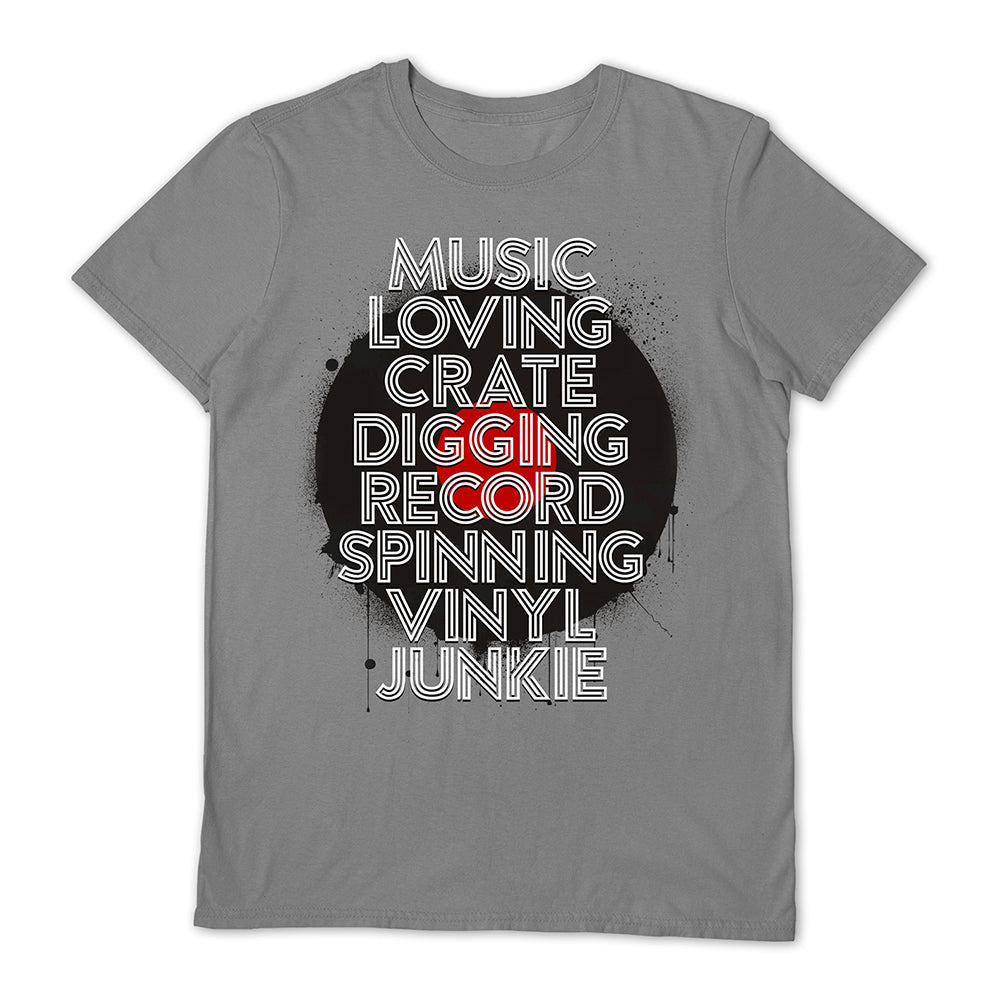 MUSIC LOVING CRATE DIGGING - T-shirt [Grey] (Small)