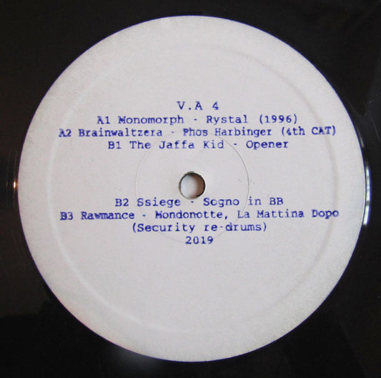 MONOMORPH/BRAINWALTZERA/THE JAFFA KID/SSIEGE/RAWMANCE - VA 4 (hand-stamped 12"