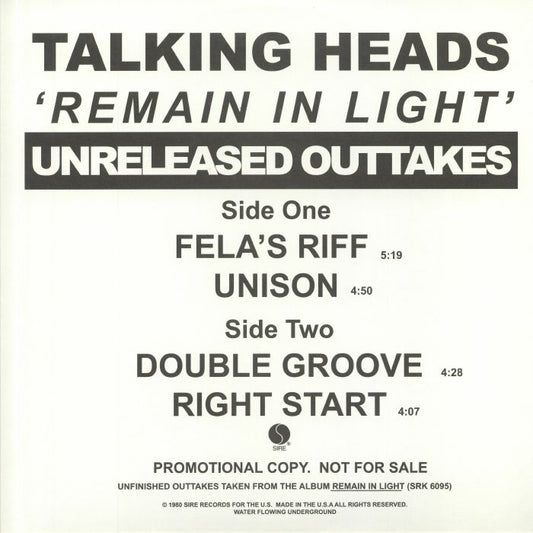 TALKING HEADS - Remain In Light: Unreleased Outtakes