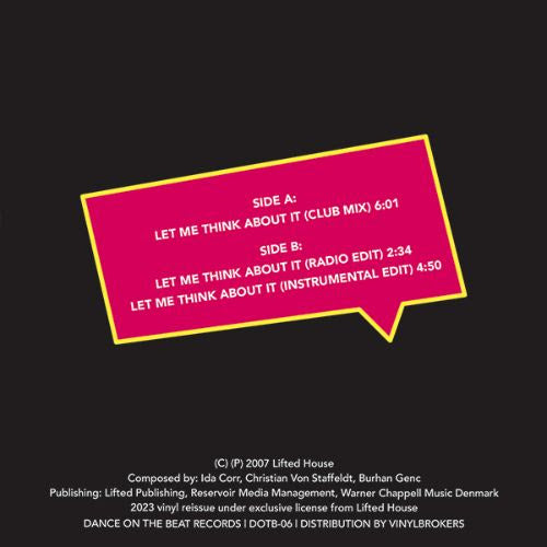 Ida Corr vs Fedde Le Grand - Let Me Think About It (2023 OFFICIAL REISSUE) [Yellow Vinyl]