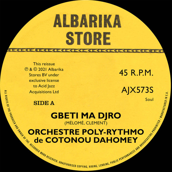 Orchestre Poly-Rythmo de Cotonou Dahomey - Gbeti Ma Djro / Angelina II